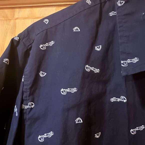 Men's Medium Hawaiian Button Floral Design, Blue Haggar Collection Shirt - Picture 4 of 6